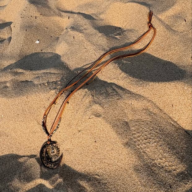 Bohemian Bronze SUNMOON Leather necklace