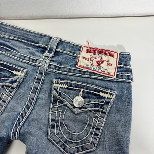 26 트루릴리전 연청 화이트스티치 일자핏 데님팬츠