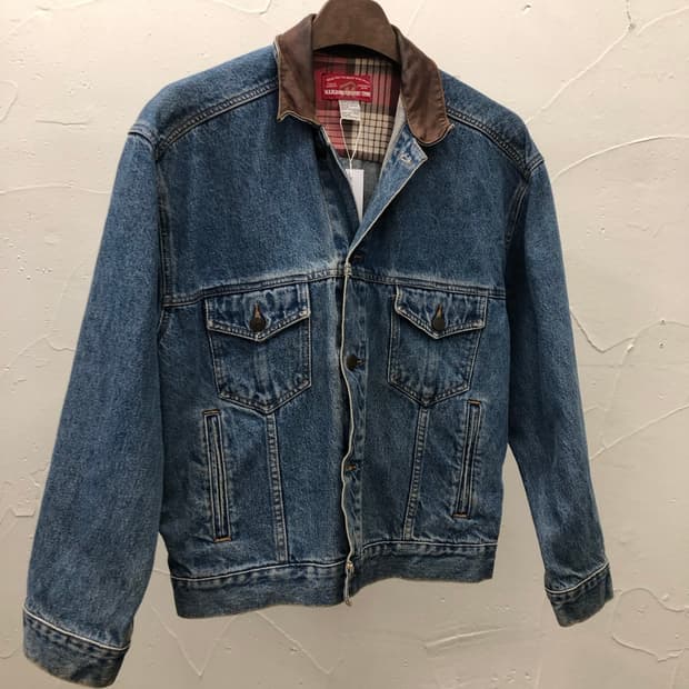 90s 말보로 레더 카라 데님 트러커 자켓