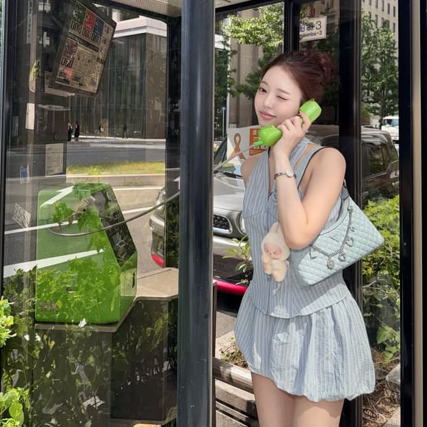 THEPORTA 블루 스트라이프 셔츠 S