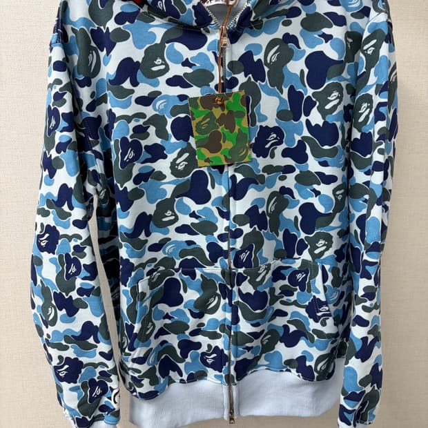 BAPE 베이프 ABC 카모 샤크 풀 집 후드 블루