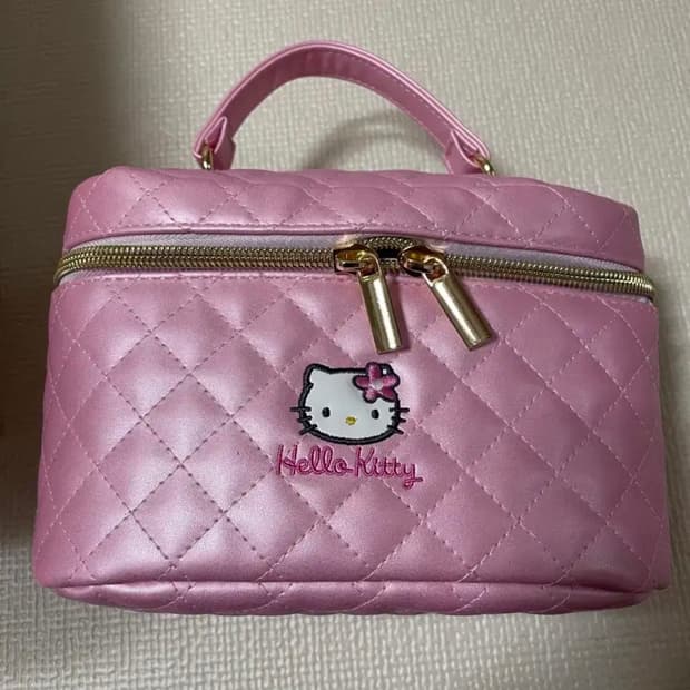 (새상품)헬로키티 핑크 퀄팅 화장품 가방 파우치