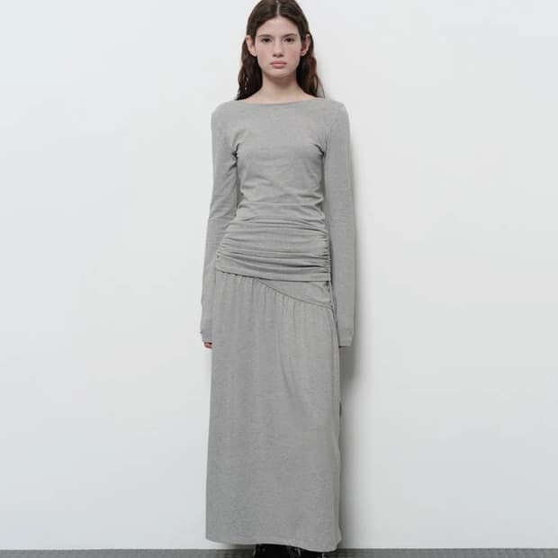 다이애그널 BACKLESS LONG DRESS (melange grey)