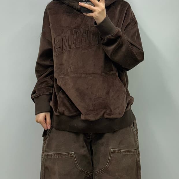 Lee 리 브라운 벨루어 후드티