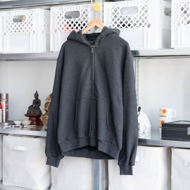 에브리원 everyworn 라이트 풀 집 후디 멜란지 블랙 3사이즈