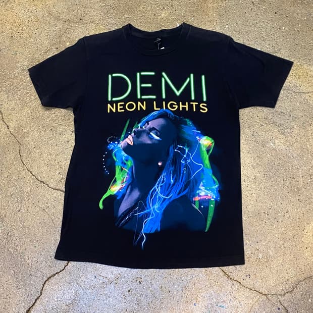 미국 빈티지 데미 로바토 네온라이츠 투어 반팔티 락티셔츠