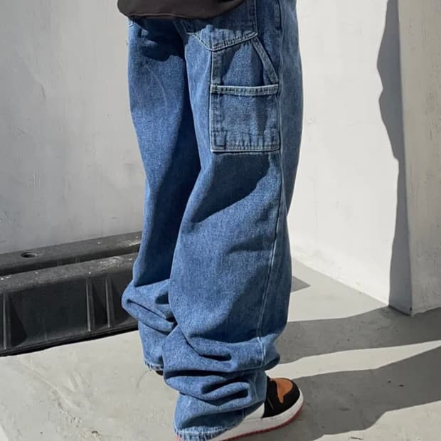 비에스 래빗 카펜터 루즈핏 데님 블루