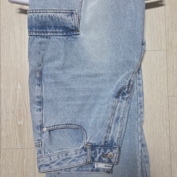 (우먼) 워시드 데님 카고 팬츠_스카이 블루