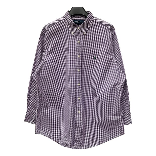 폴로 랄프로렌 클래식핏 퍼플 깅엄 체크 셔츠 남방 XL급