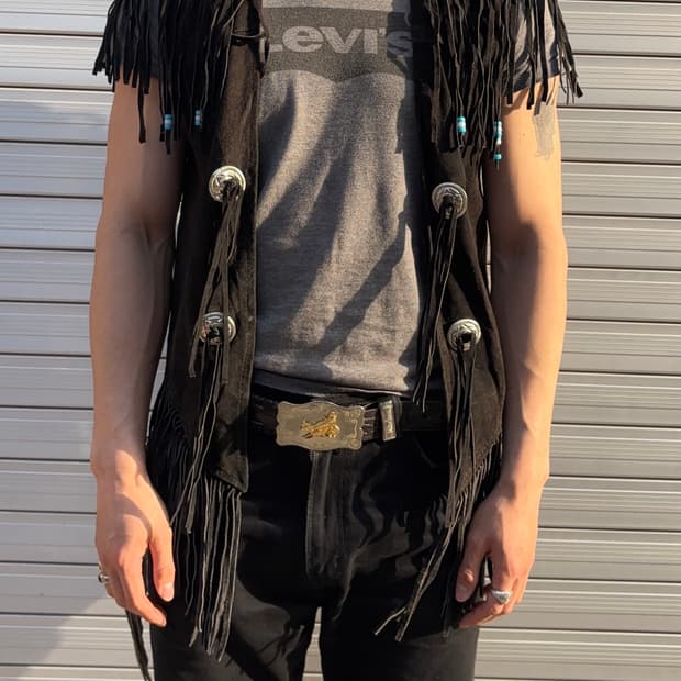 Vintage Native Style Fringe Leather Vest