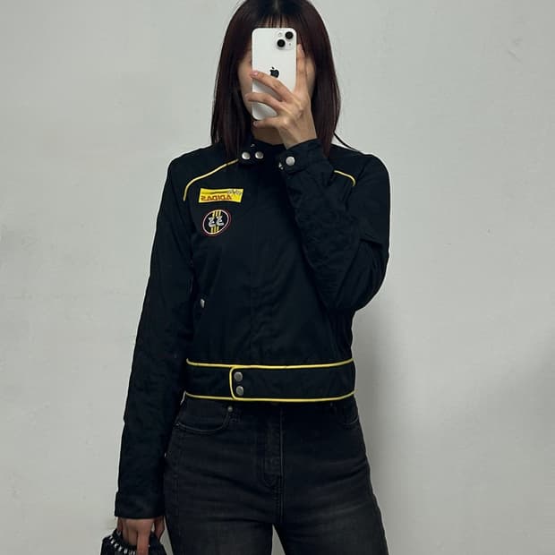아디다스 올드스쿨 크롭 레이싱 바람막이 자켓 블랙