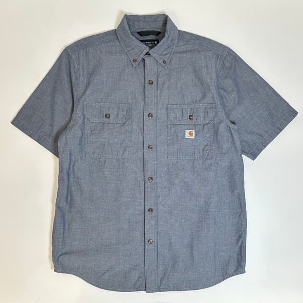 칼하트 CARHARTT 루즈핏 투포켓 샴브레이 데님 반팔셔츠