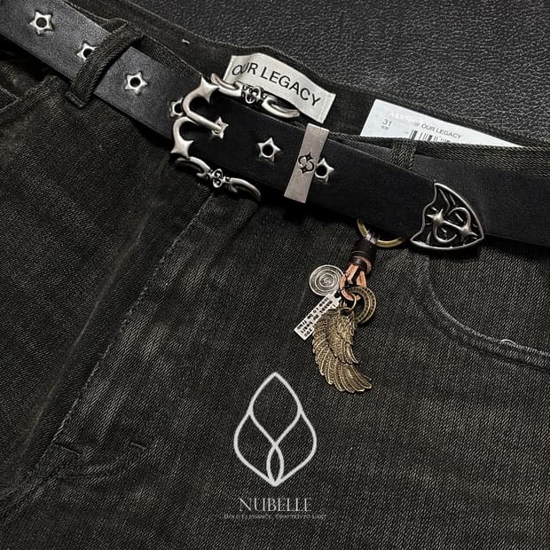 🌗 Chrome buckle belt / 크롬 버클 스터드 웨스턴 벨트