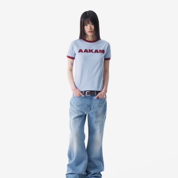 아캄 Washed Flare Denim Pants (Blue)