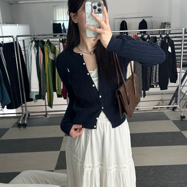 폴로 랄프로렌 네이비 케이블 니트 가디건