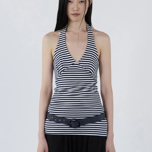 세릭 stripe halter top