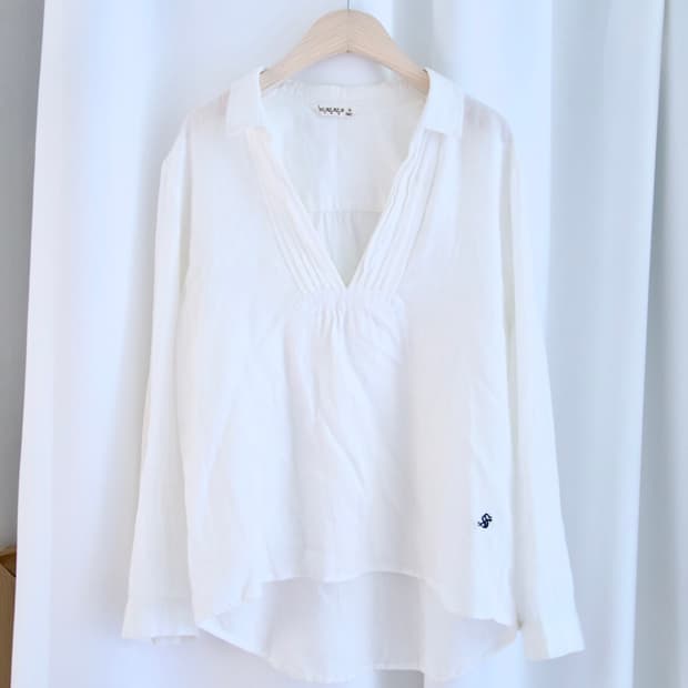 [SM2] V neck pleats linen blouse