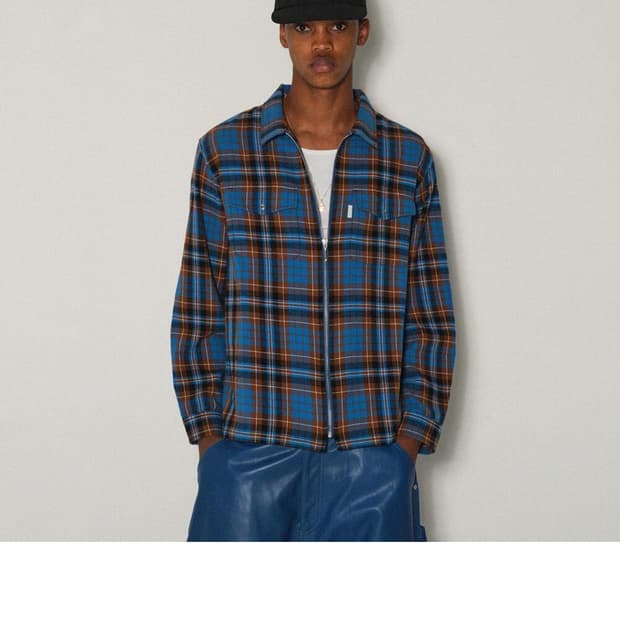 fetch 체크 집업 (새상품 flannel zip up_blue)