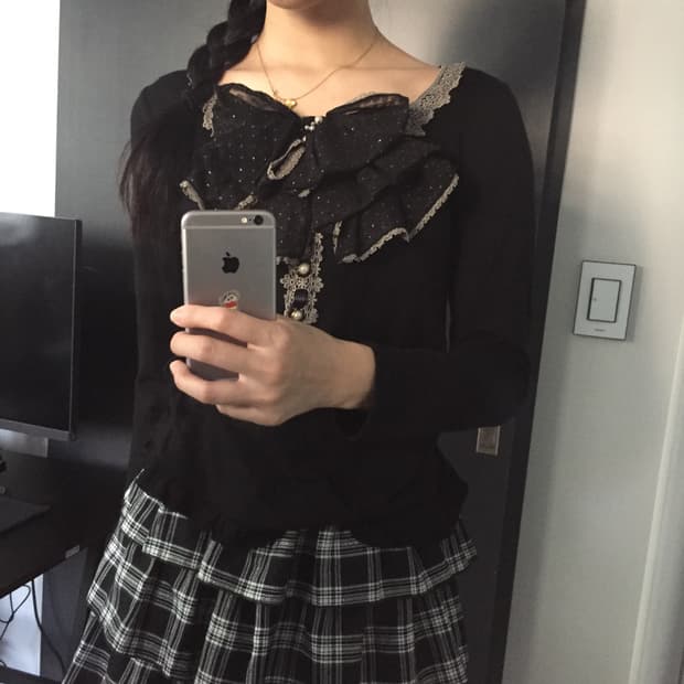 axes 히메갸루 러블리 빅리본 레이스 니트 세트