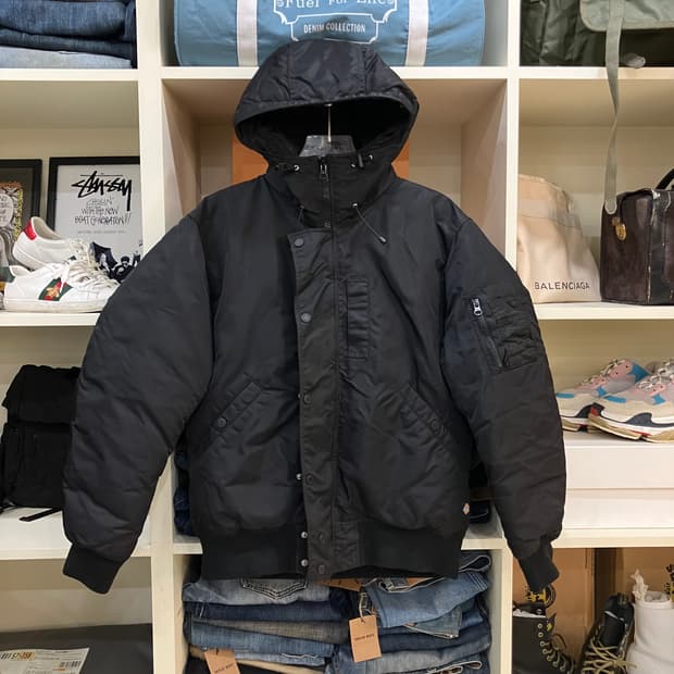 디키즈 블랙 후드 패딩 점퍼 M