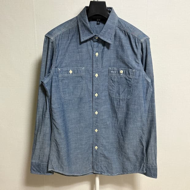 유니클로 샴브레이 워크셔츠 / 진청, M