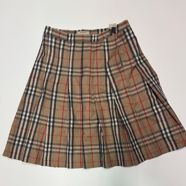 여성 버버리 런던 시그니처 노바체크 양모 플리츠 스커트