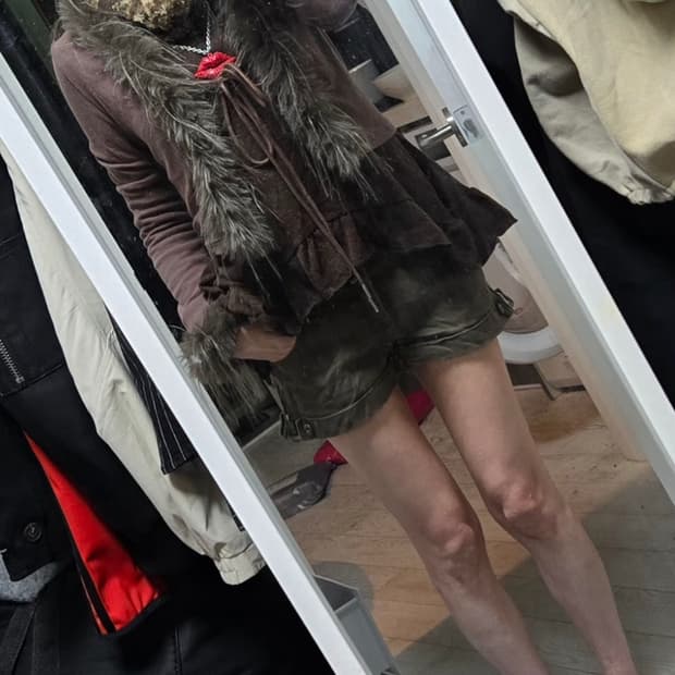 합정빈티지 퍼롱슬+퍼가디건+숏팬츠 셋트