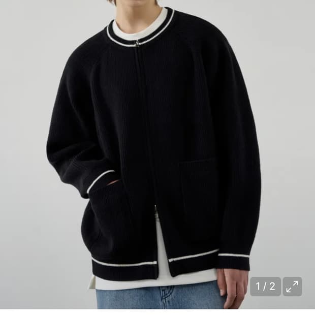 (새상품)(L) 드로우핏 벌룬 투웨이 집업 니트 [BLACK] 판매