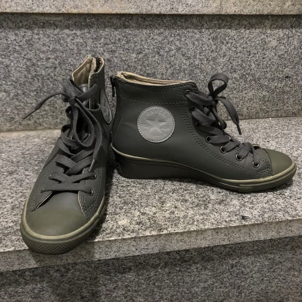컨버스 카키 웨지힐 240 빈티지 하이탑 스니커즈