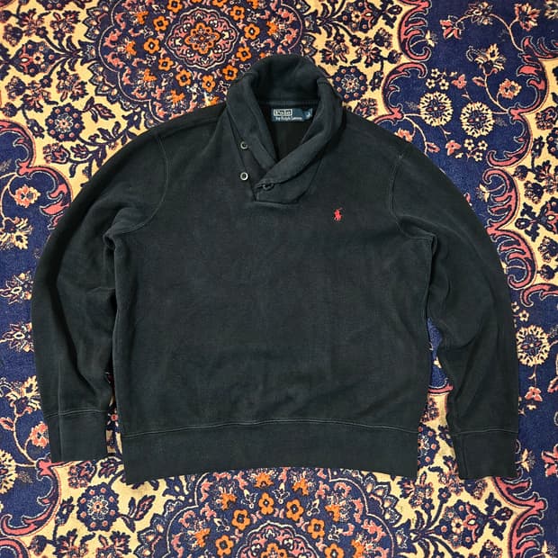 폴로랄프로렌 빈티지 코튼 숄카라넥 니트