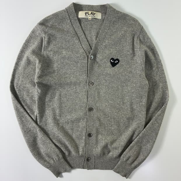 Comme des Garcons 꼼데가르송 라이트그레이 블랙와펜 가디건