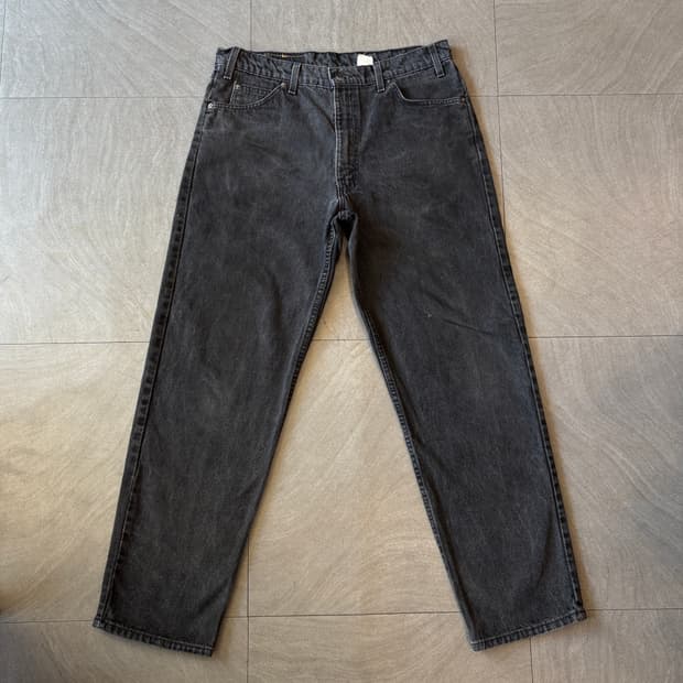 90년대 미국 생산 리바이스 550 데님 오렌지탭 블랙 팬츠