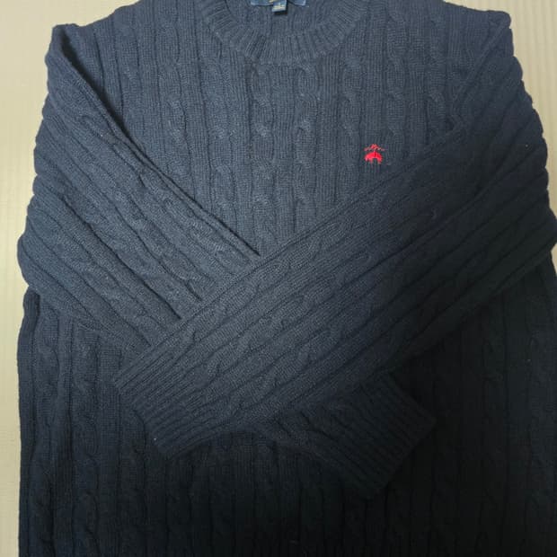 브룩스브라더스 울 케이블 니트 네이비