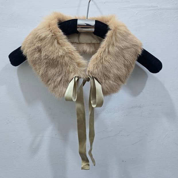 리얼 퍼 카라 리본 목도리