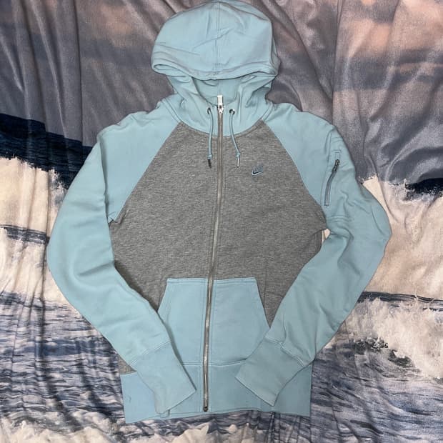 Nike Grey&Skyblue Hood Zip-up