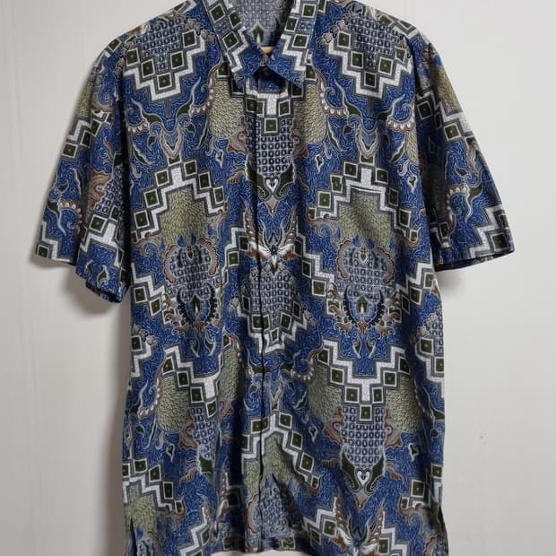 M ) 90s 빈티지 싱가포르 바틱 반팔셔츠