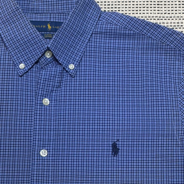 랄프로렌 블루 체크 셔츠 M
