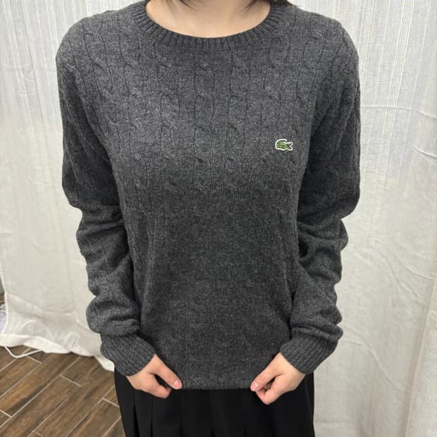 라코스테 그레이 꽈배기 니트