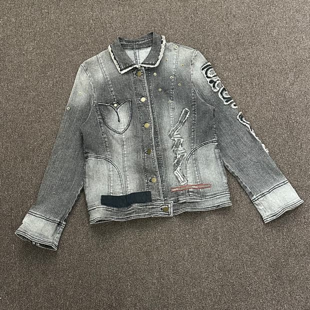 42)Japanese vintage 패치워크 디테일 데님자켓