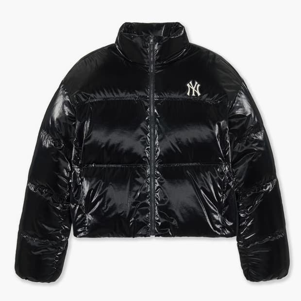 mlb 크롭 유광 커브 패딩 XS