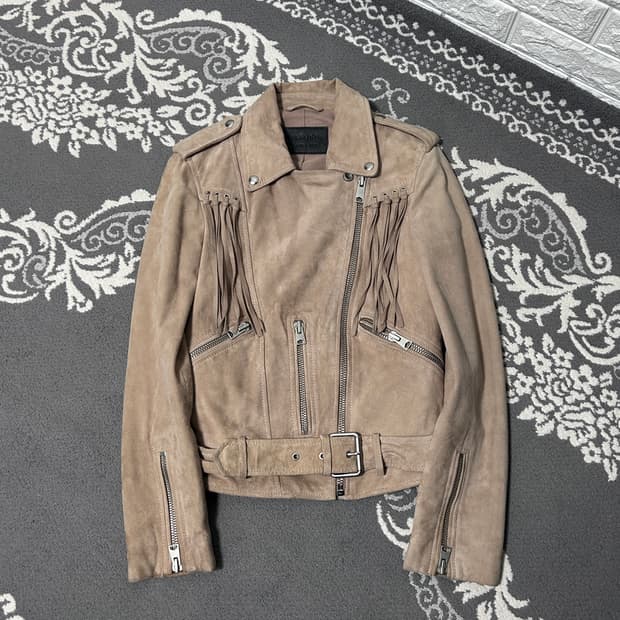 올세인츠 고트 스웨이드 프린지 자켓