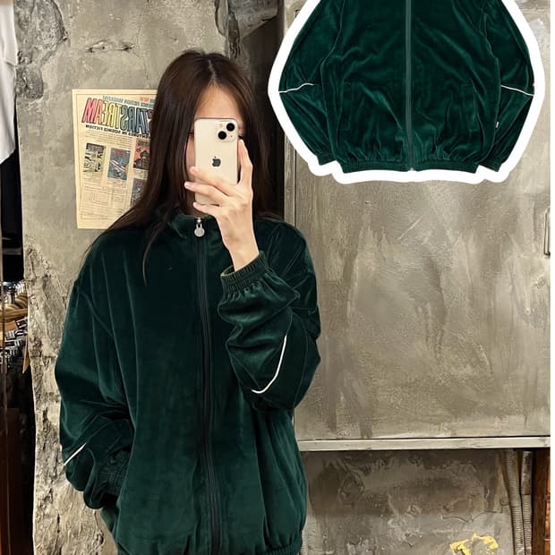 미스치프 벨벳 집업 그린 #csz726