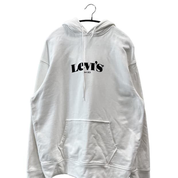 리바이스 로고 프린팅 후드 티 화이트/블랙