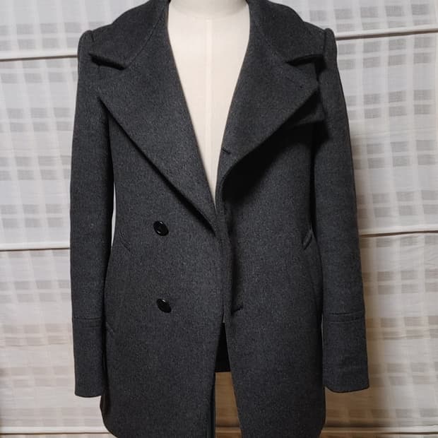 (한섬) 타임 옴므 챠콜 피코트 95 / 캐시미어 블렌디드