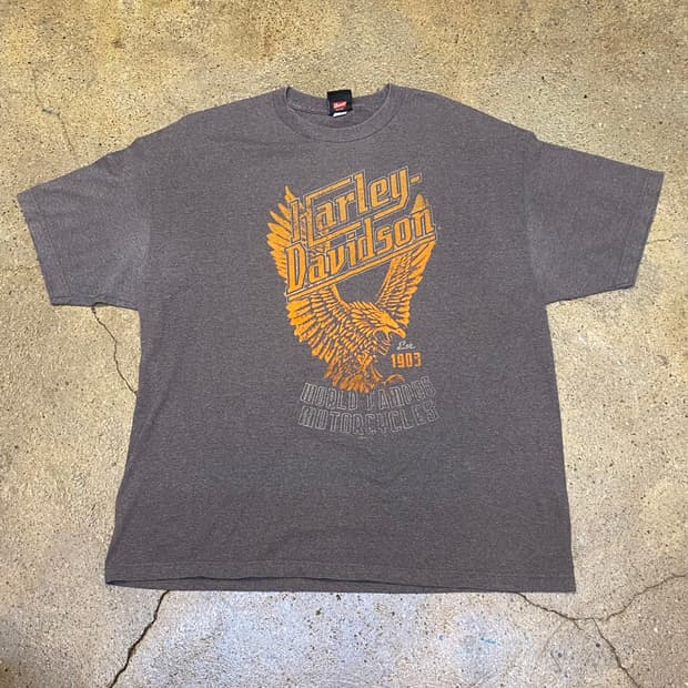 미국 빈티지 할리데이비슨 독수리 프린팅 포인트 투어티 반팔티