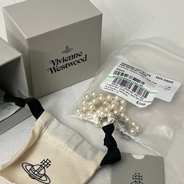 비비안웨스트우드 미니 바스 릴리프 펄 초커 목걸이