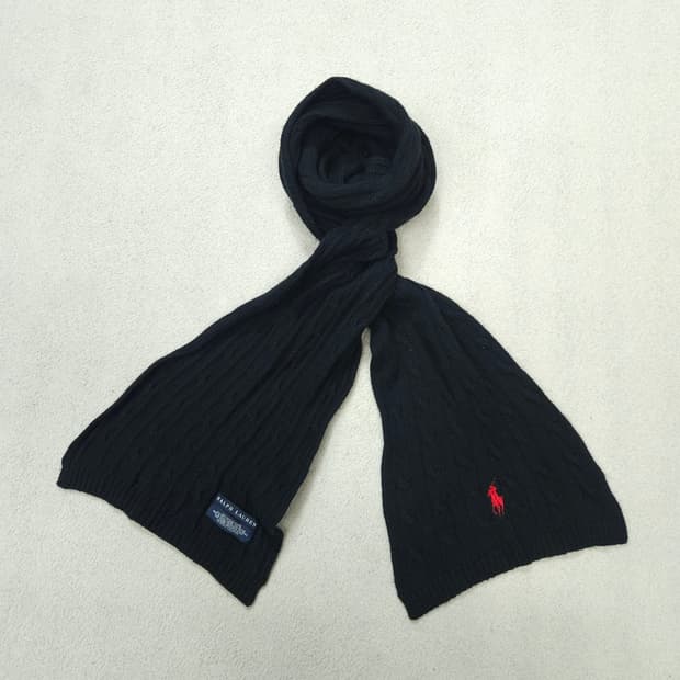 폴로 랄프 로렌 케이블 머플러 블랙
