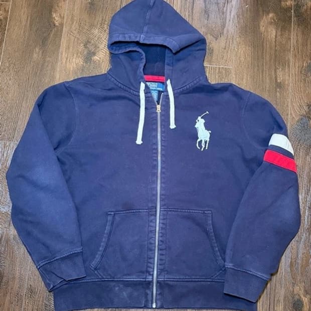 폴로 랄프 로렌 빅포니 네이비 스트라이프 후드 집업