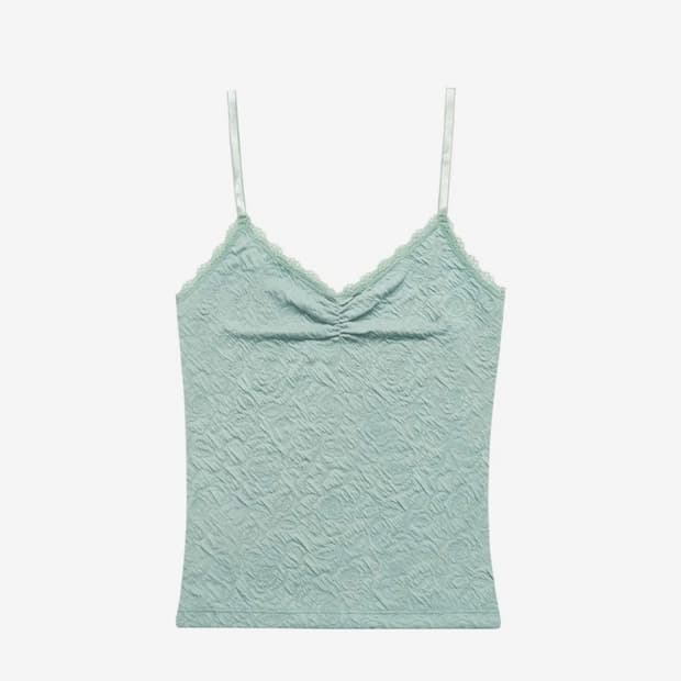 미레코 FLOWER EMBOSSED SLEEVELESS MINT