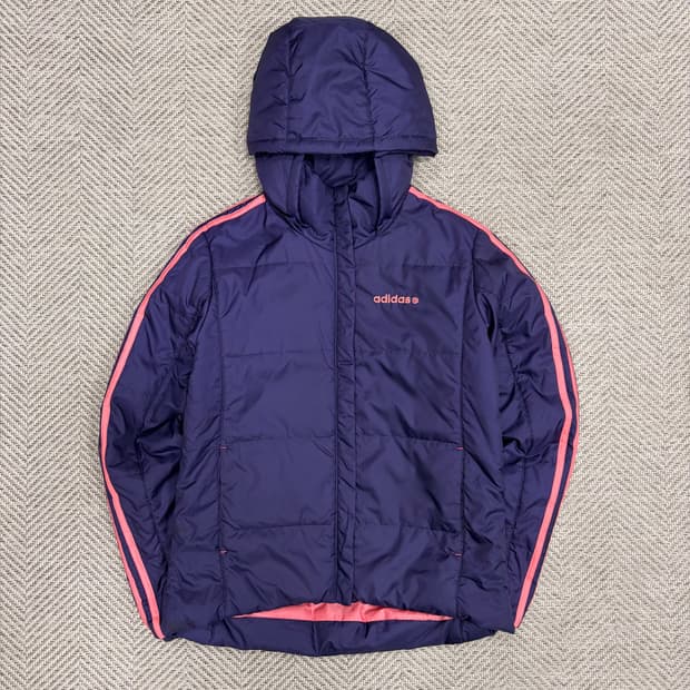 아디다스 네오 퍼플 핑크 후드 패딩 v1071